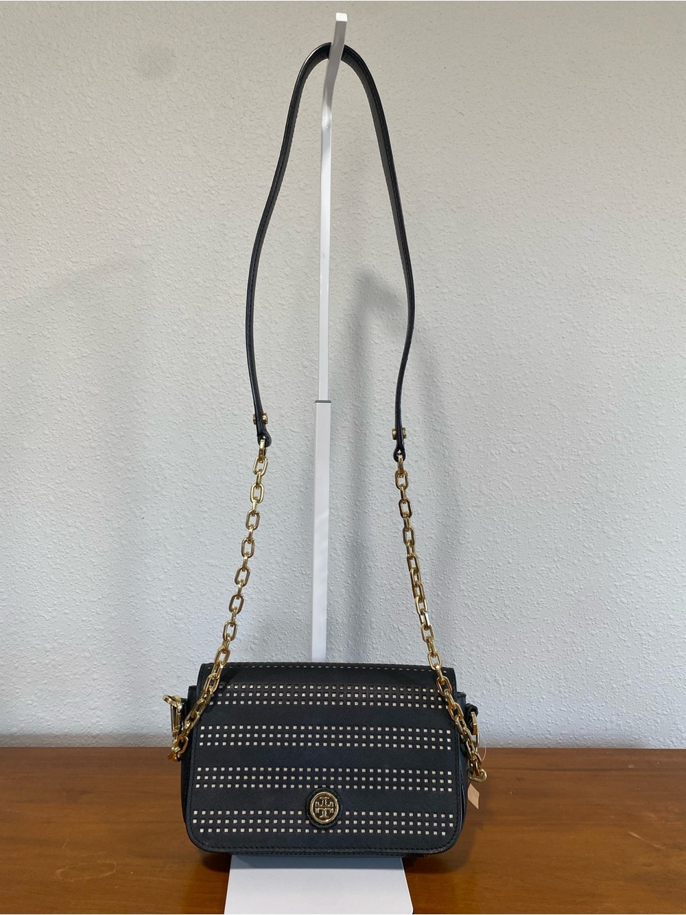 Black Studded Chain-Handle Crossbody Bag